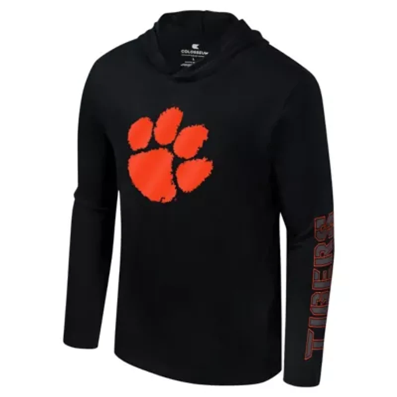 NCAA Clemson Tigers Color Pop Active Blend 2-Hit Long Sleeve Hooded T-Shirt