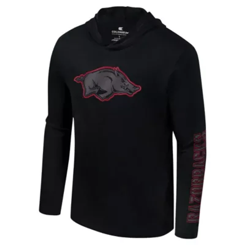 NCAA Arkansas Razorbacks Color Pop Active Blend 2-Hit Long Sleeve Hooded T-Shirt