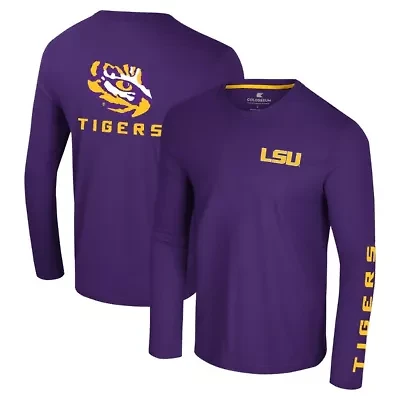 NCAA LSU Tigers Logo Lockup 3-Hit Active Blend Long Sleeve T-Shirt