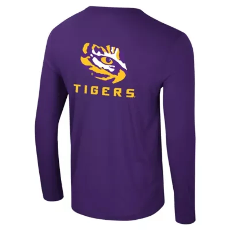 NCAA LSU Tigers Logo Lockup 3-Hit Active Blend Long Sleeve T-Shirt