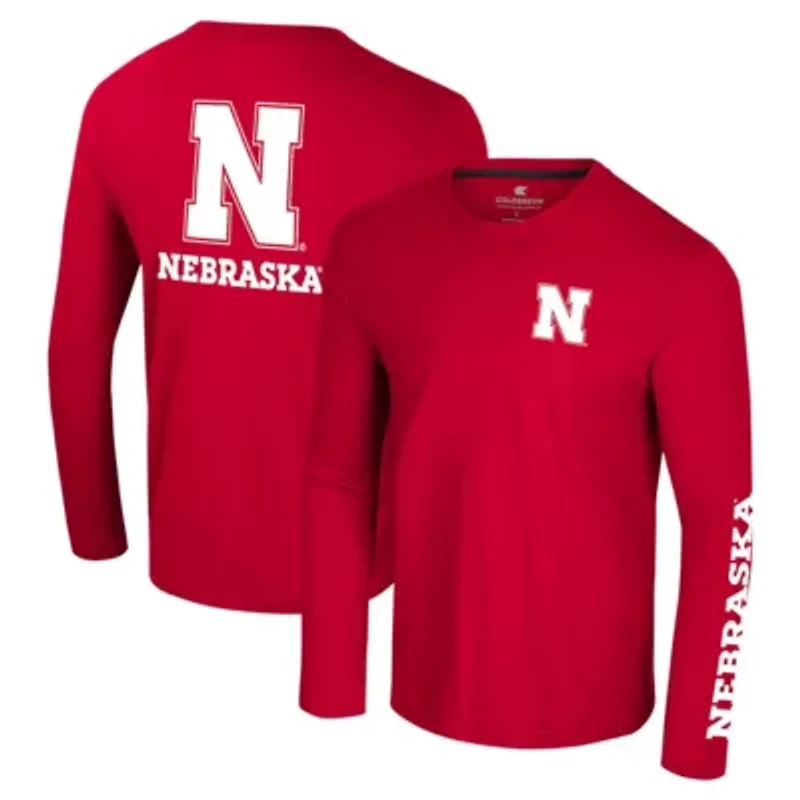 NCAA Nebraska Huskers Logo Lockup 3-Hit Active Blend Long Sleeve T-Shirt