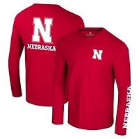 NCAA Nebraska Huskers Logo Lockup 3-Hit Active Blend Long Sleeve T-Shirt