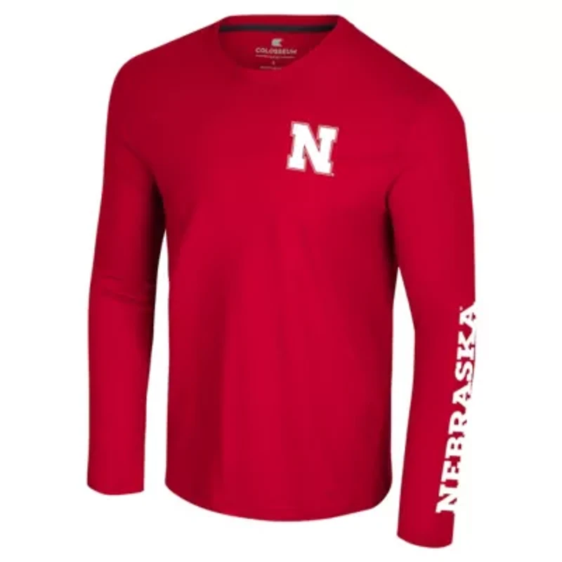 NCAA Nebraska Huskers Logo Lockup 3-Hit Active Blend Long Sleeve T-Shirt