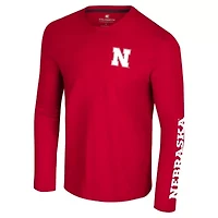 NCAA Nebraska Huskers Logo Lockup 3-Hit Active Blend Long Sleeve T-Shirt