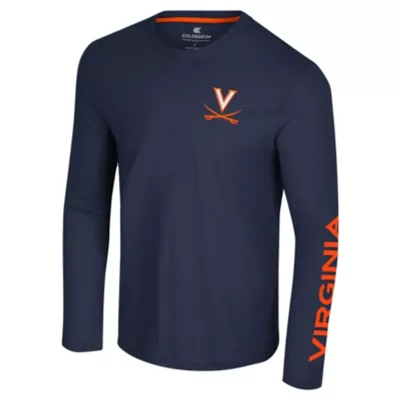 NCAA Virginia Cavaliers Logo Lockup 3-Hit Active Blend Long Sleeve T-Shirt