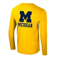 NCAA Michigan Wolverines Logo Lockup 3-Hit Active Blend Long Sleeve T-Shirt