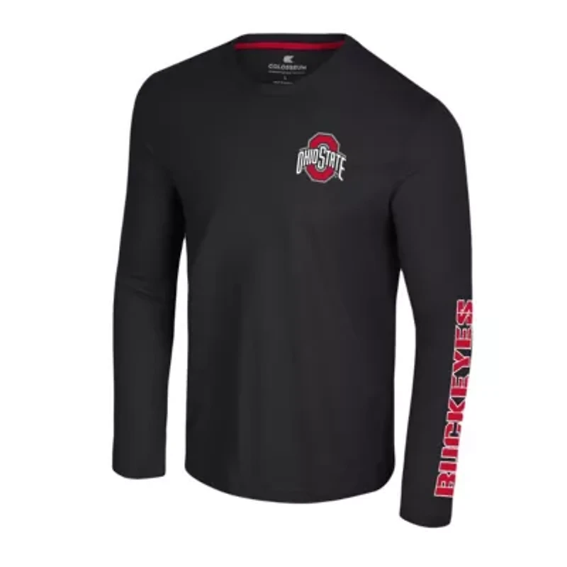 NCAA Ohio State Buckeyes Logo Lockup 3-Hit Active Blend Long Sleeve T-Shirt