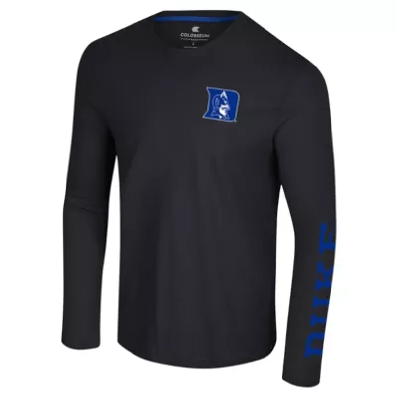 Duke Blue Devils NCAA Logo Lockup 3-Hit Active Blend Long Sleeve T-Shirt