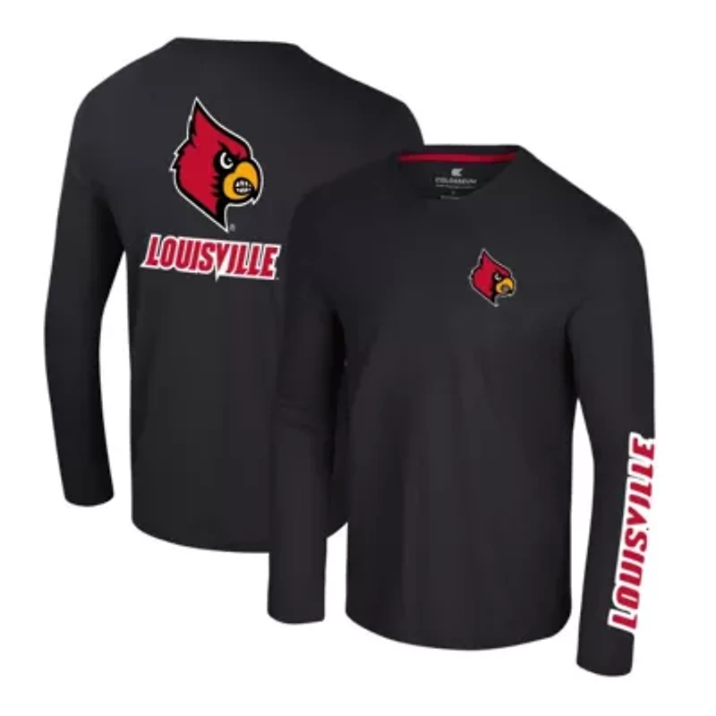 NCAA Louisville Cardinals Logo Lockup 3-Hit Active Blend Long Sleeve T-Shirt