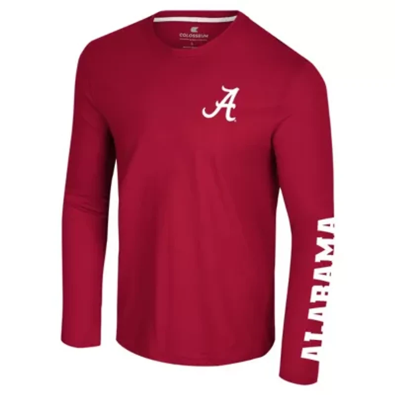Alabama Crimson Tide NCAA Logo Lockup 3-Hit Active Blend Long Sleeve T-Shirt