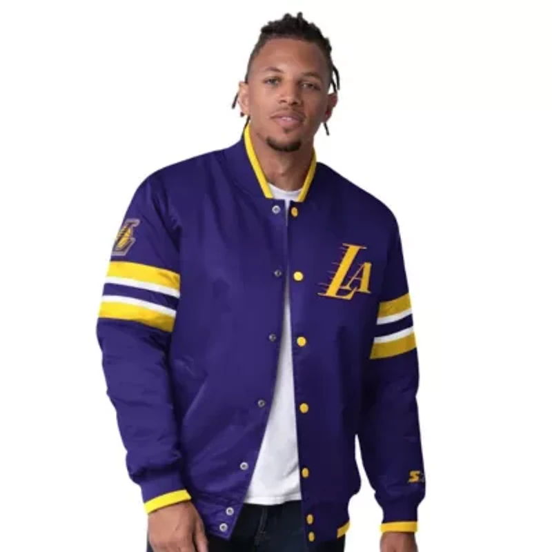 NBA Los Angeles Lakers Scout Varsity Satin Full-Snap Jacket
