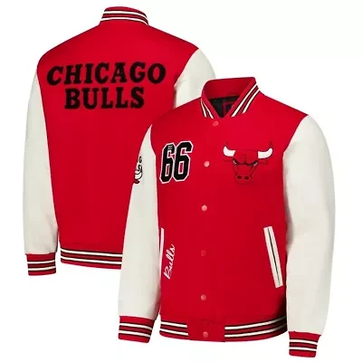 NBA Chicago Bulls Moneyball Wool & Leather Full-Snap Varsity Jacket
