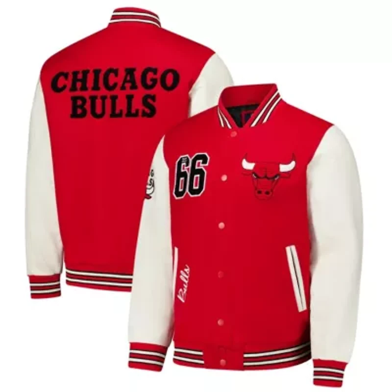 NBA Chicago Bulls Moneyball Wool & Leather Full-Snap Varsity Jacket