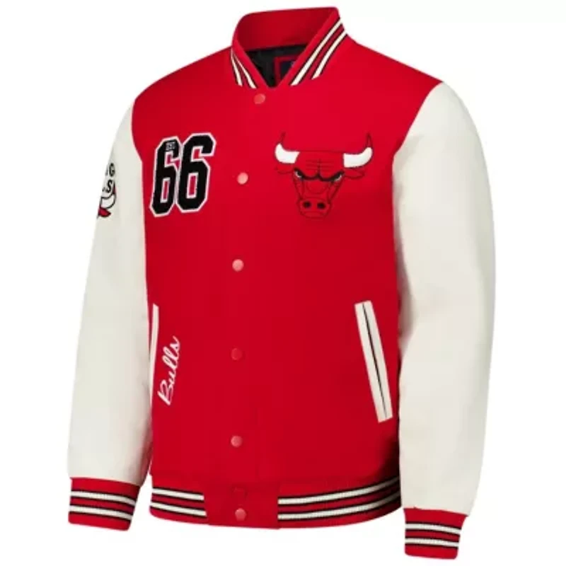 NBA Chicago Bulls Moneyball Wool & Leather Full-Snap Varsity Jacket