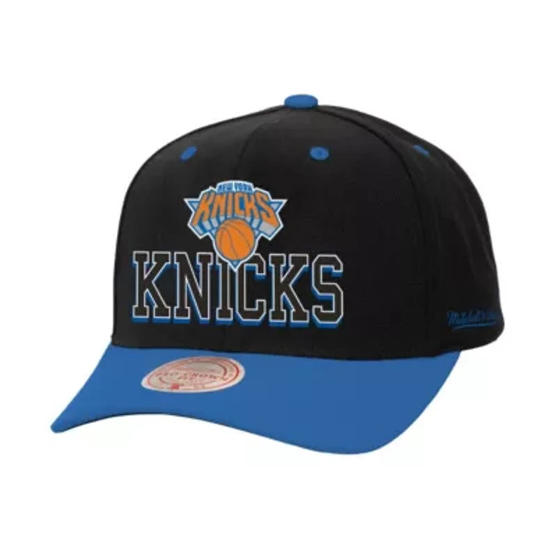 NBA Black/Blue New York Knicks Backside Script 2-Tone Pro Crown Adjustable Hat