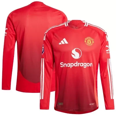 International Clubs Manchester United 2024/25 Home Long Sleeve Authentic Patch Jersey