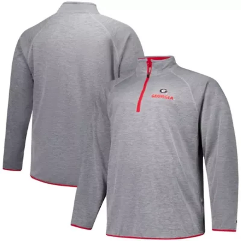 NCAA Fanatics Georgia Bulldogs Raglan Big &Tall Quarter-Zip Top
