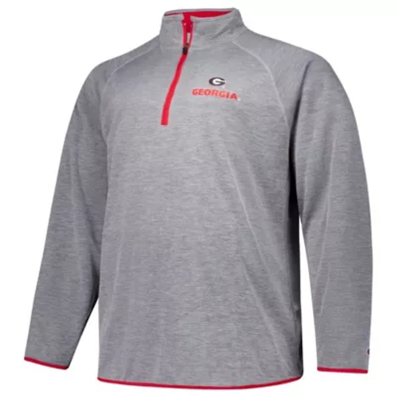 NCAA Fanatics Georgia Bulldogs Raglan Big &Tall Quarter-Zip Top