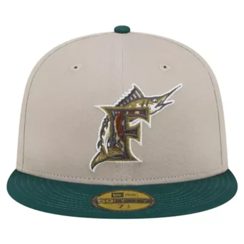 Cooperstown Teams Natural/Hunter Florida Marlins Collection Lifestyle Tree Bark Fill 59FIFTY Fitted Hat