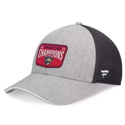 NHL Fanatics Gray/Charcoal Florida Panthers 2024 Stanley Cup s Locker Room Meshback Structured Adjustable Hat