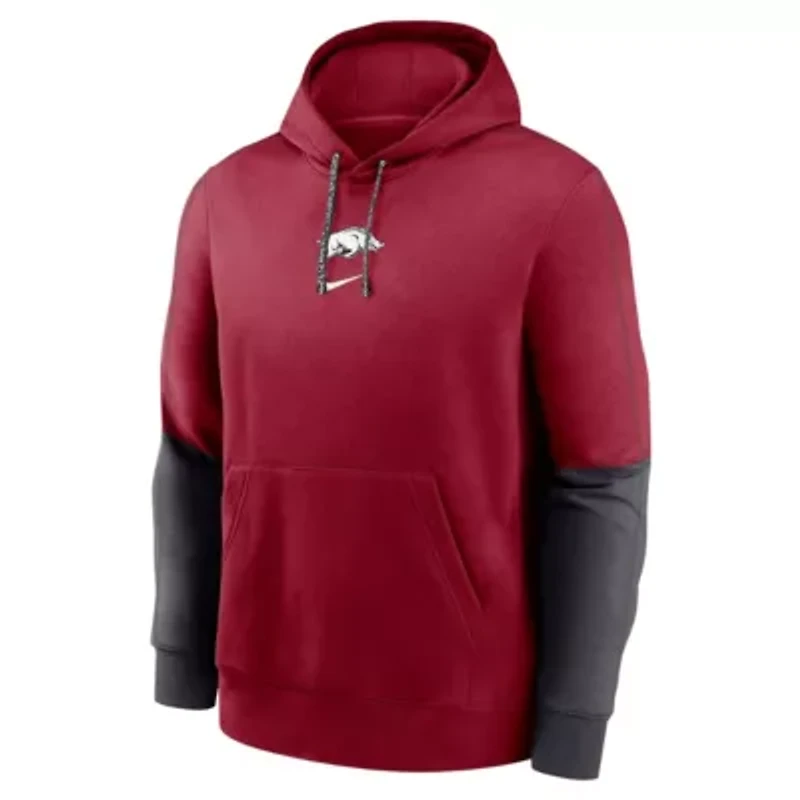 NCAA Nike Arkansas Razorbacks 2024 Sideline Club Fleece Pullover Hoodie