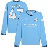 International Clubs Phil Foden Light Manchester City 2024/25 Home Replica Long Sleeve Player Jersey