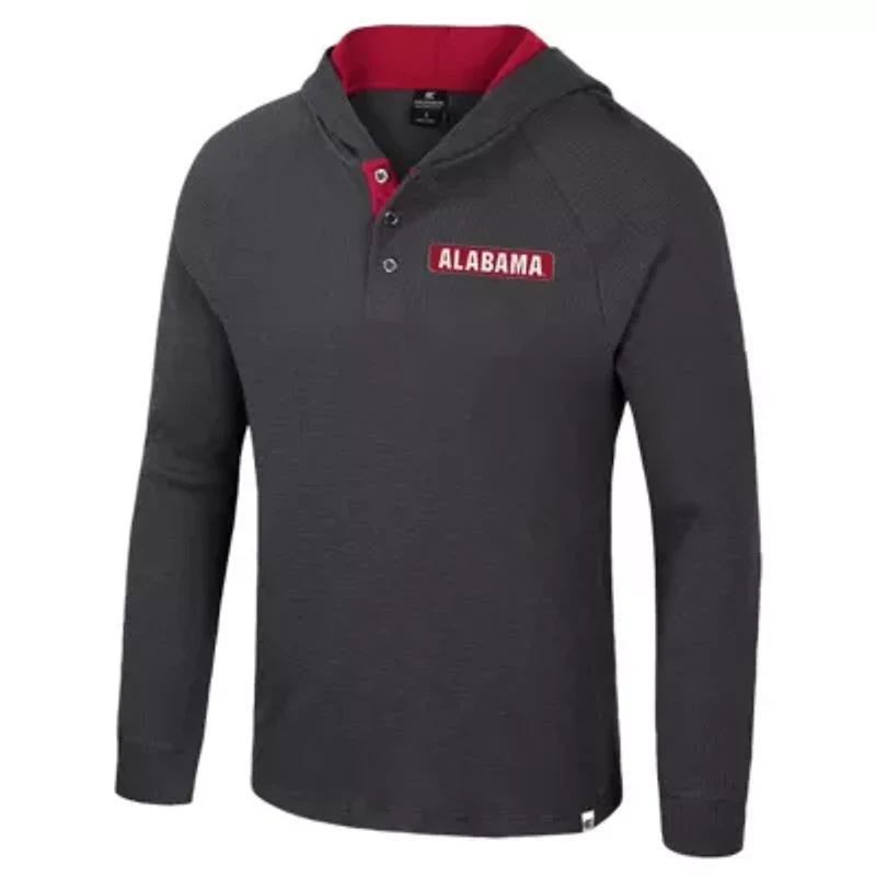 Alabama Crimson Tide NCAA Dujour Ralgan Long Sleeve Henley Hoodie T-Shirt
