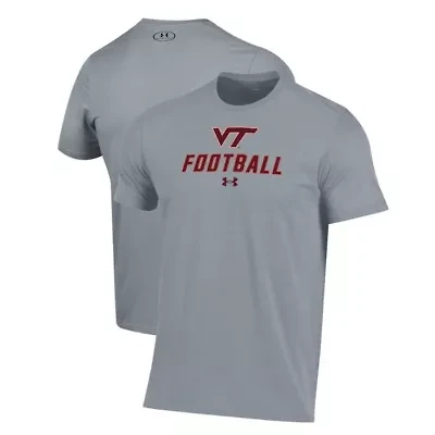 NCAA Under Armour Grey Virginia Tech Hokies Football Performance T-Shirt