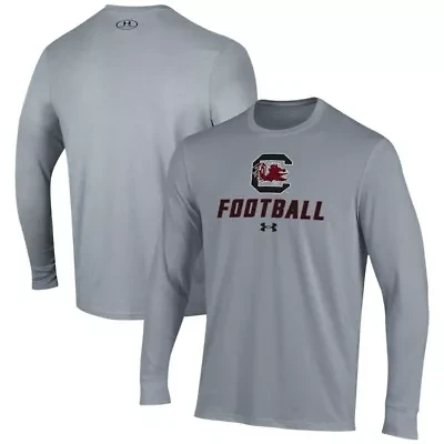 NCAA Under Armour Grey South Carolina Gamecocks Football Performance Long Sleeve T-Shirt
