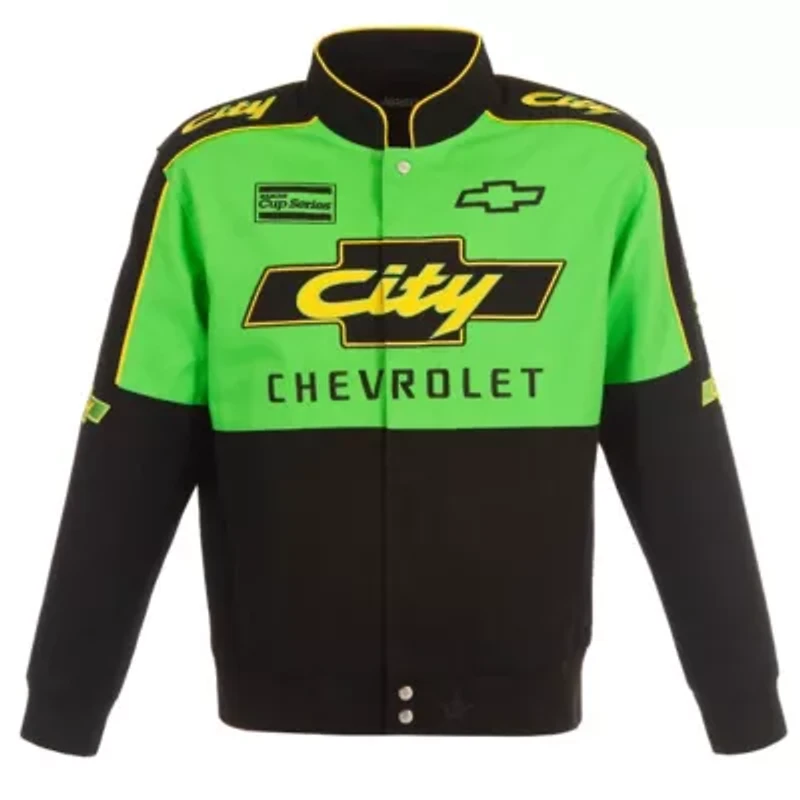 NASCAR Black/Green City Chevrolet Legend Full-Snap Twill Uniform Jacket