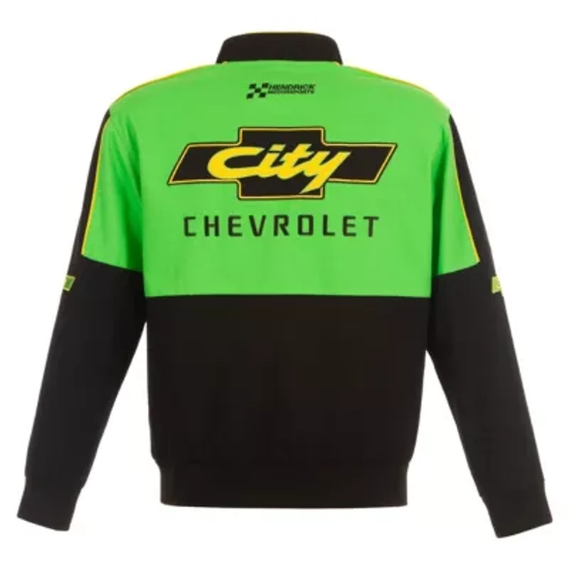 NASCAR Black/Green City Chevrolet Legend Full-Snap Twill Uniform Jacket