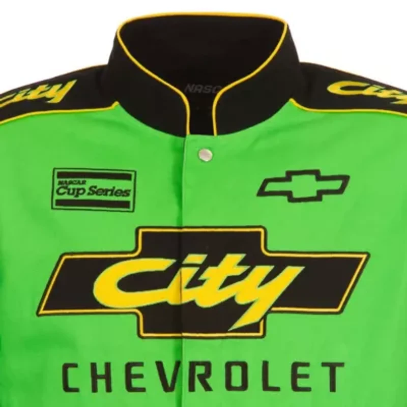 NASCAR Black/Green City Chevrolet Legend Full-Snap Twill Uniform Jacket