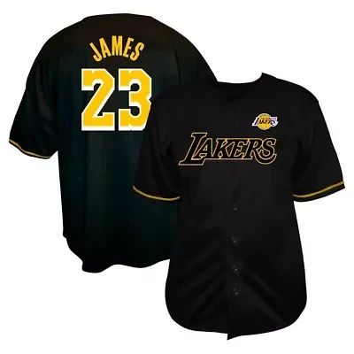 NBA LeBron James Los Angeles Lakers Big & Tall Name Number Button-Up Jersey
