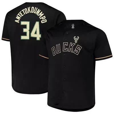 NBA Giannis Antetokounmpo Milwaukee Bucks Big & Tall Name Number Button-Up Jersey
