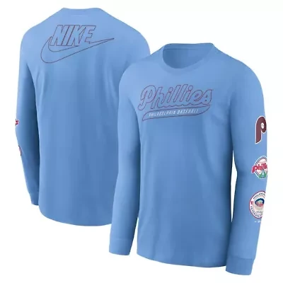 MLB Nike Light Philadelphia Phillies Cooperstown Collection Knockout Long Sleeve T-Shirt