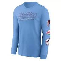 MLB Nike Light Philadelphia Phillies Cooperstown Collection Knockout Long Sleeve T-Shirt