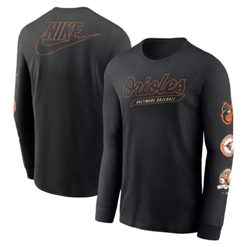 MLB Nike Baltimore Orioles Cooperstown Collection Knockout Long Sleeve T-Shirt