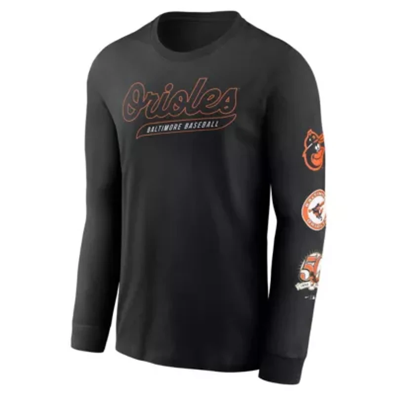 MLB Nike Baltimore Orioles Cooperstown Collection Knockout Long Sleeve T-Shirt