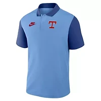 MLB Nike Light Blue/Royal Texas Rangers Cooperstown Collection Color-Block Victory Dri-FIT Polo