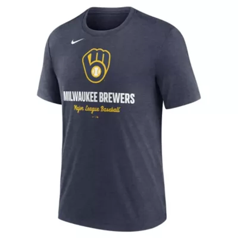 MLB Nike Milwaukee Brewers Logo Tri-Blend T-Shirt
