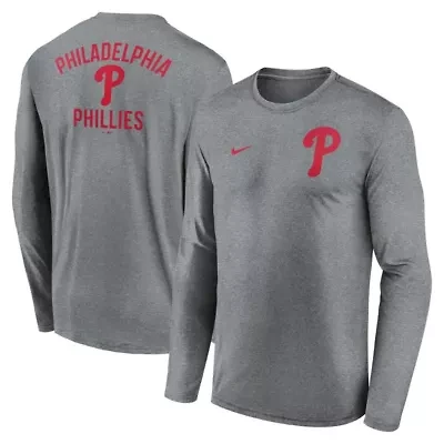 MLB Nike Philadelphia Phillies 2-Hit Legend Dri-FIT Long Sleeve T-Shirt
