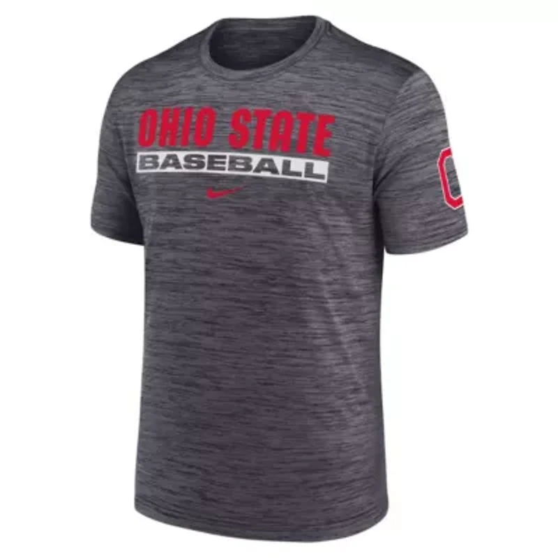 NCAA Nike Ohio State Buckeyes Velocity Baseball Wordmark Stack Dri-FIT T-Shirt