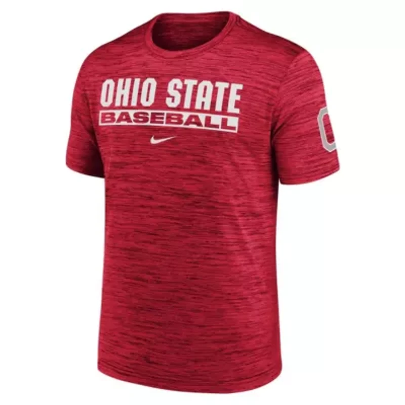 NCAA Nike Ohio State Buckeyes Velocity Baseball Wordmark Stack Dri-FIT T-Shirt