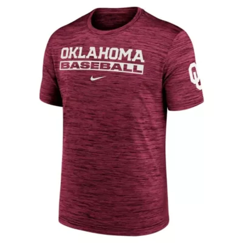 NCAA Nike Oklahoma Sooners Velocity Baseball Wordmark Stack Dri-FIT T-Shirt