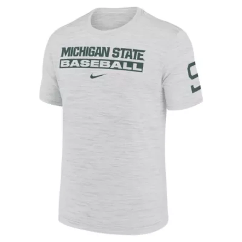 NCAA Nike Michigan State Spartans Velocity Baseball Wordmark Stack Dri-FIT T-Shirt