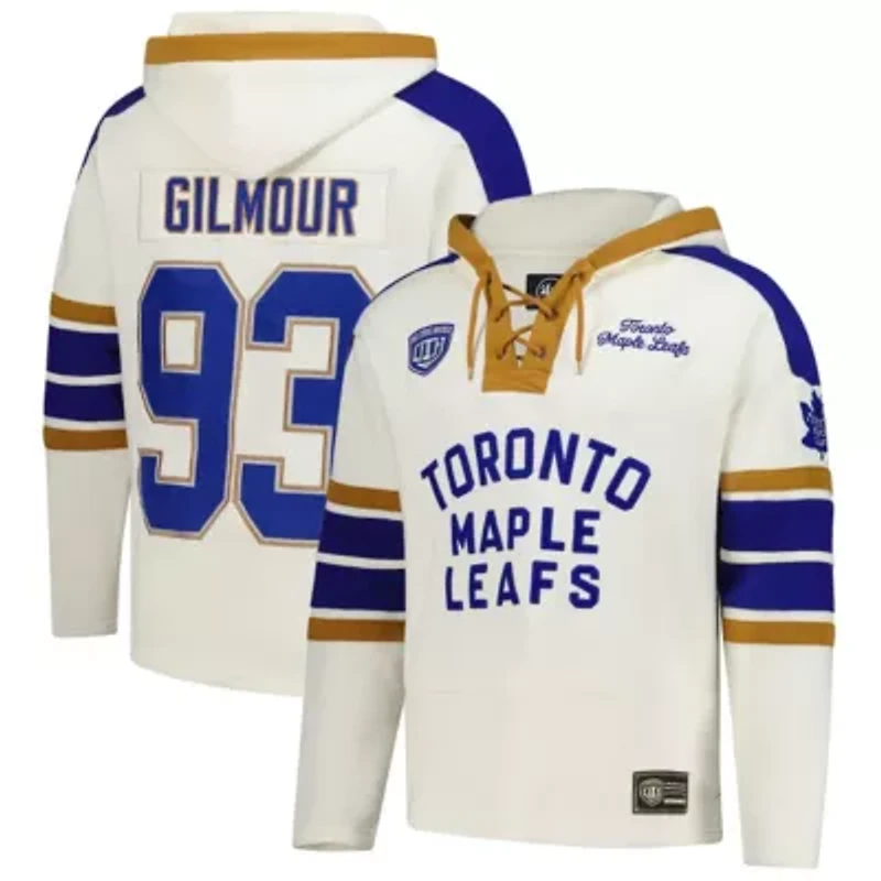 NHL Doug Gilmour Toronto Maple Leafs Line Name & Number Lace-Up Pullover Hoodie