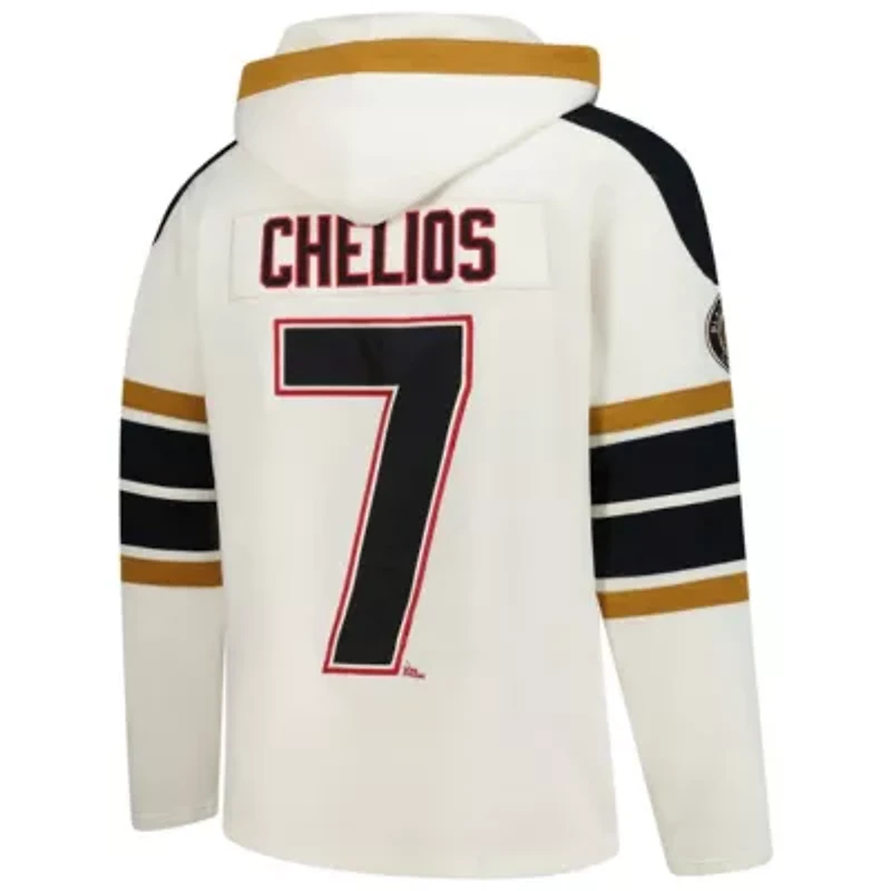 NHL Chris Chelios Chicago Blackhawks Line Name & Number Lace-Up Pullover Hoodie