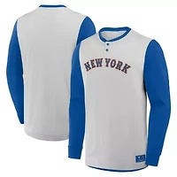 MLB Fanatics New York Mets Clubhouse Long Sleeve Henley Shirt