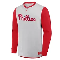 MLB Fanatics Philadelphia Phillies Clubhouse Long Sleeve Henley Shirt