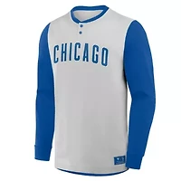 MLB Fanatics Chicago Cubs Clubhouse Long Sleeve Henley Shirt